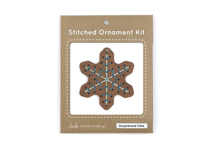 Wooden Gingerbread Flake Stitched Ornament Kit from Kiriki