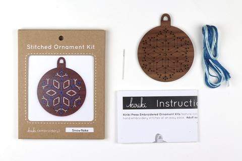 Wooden Snowflake Stitched Ornament Kit from Kiriki