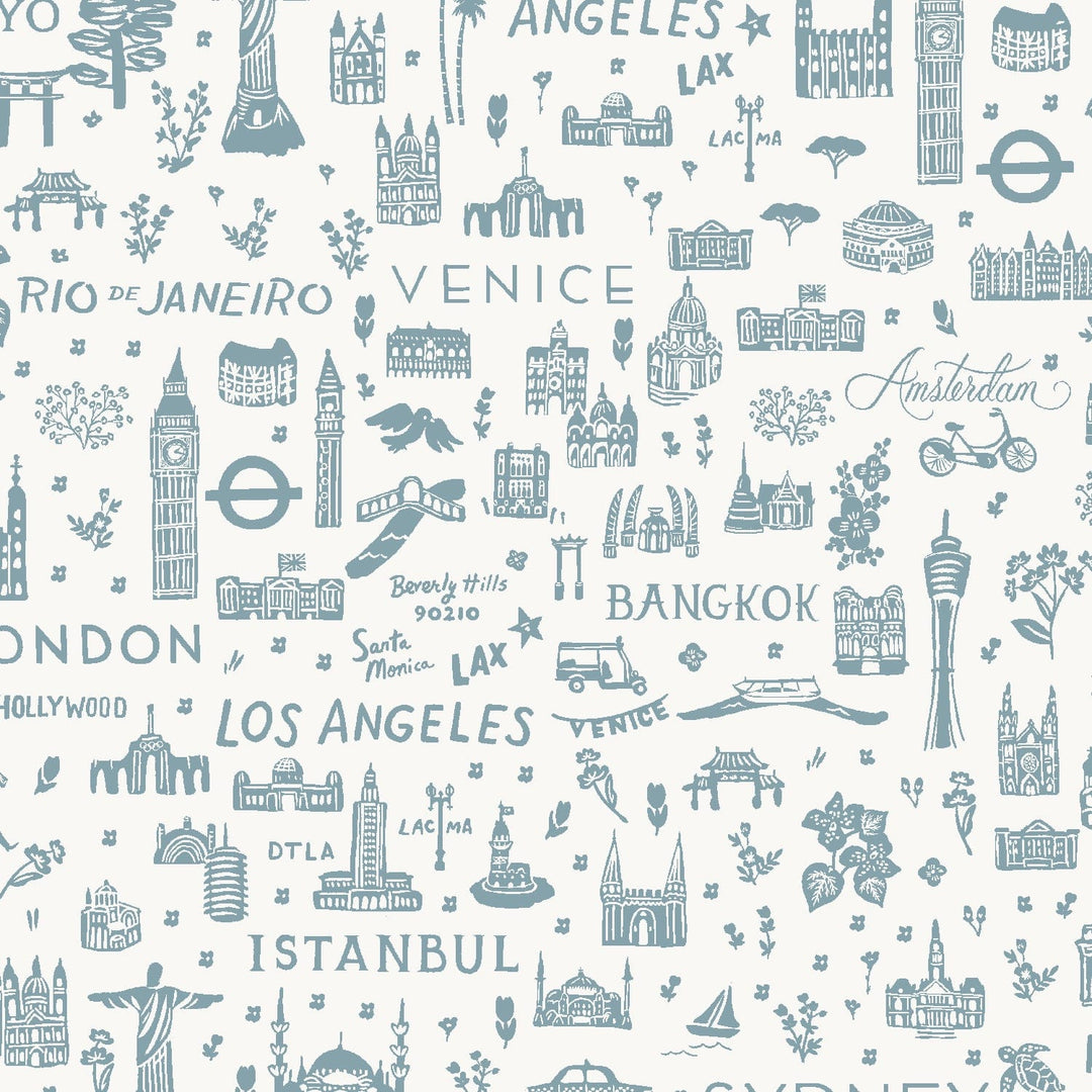 World Traveler Silhouette in Blue ~ Bon Voyage by Rifle Paper Co.