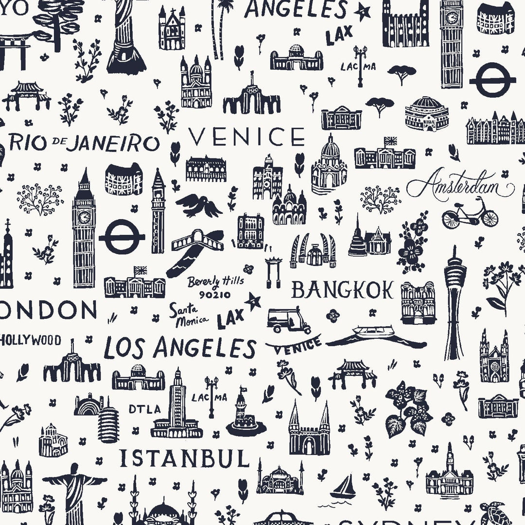 World Traveler Silhouette in Navy ~ Bon Voyage by Rifle Paper Co.