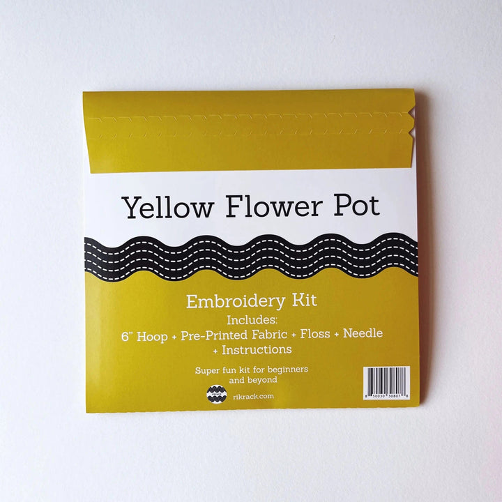 Yellow Flower Pot - Embroidery Kit - Rikrack