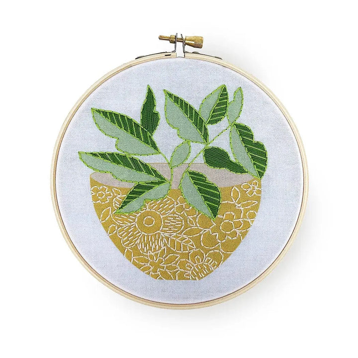 Yellow Flower Pot - Embroidery Kit - Rikrack