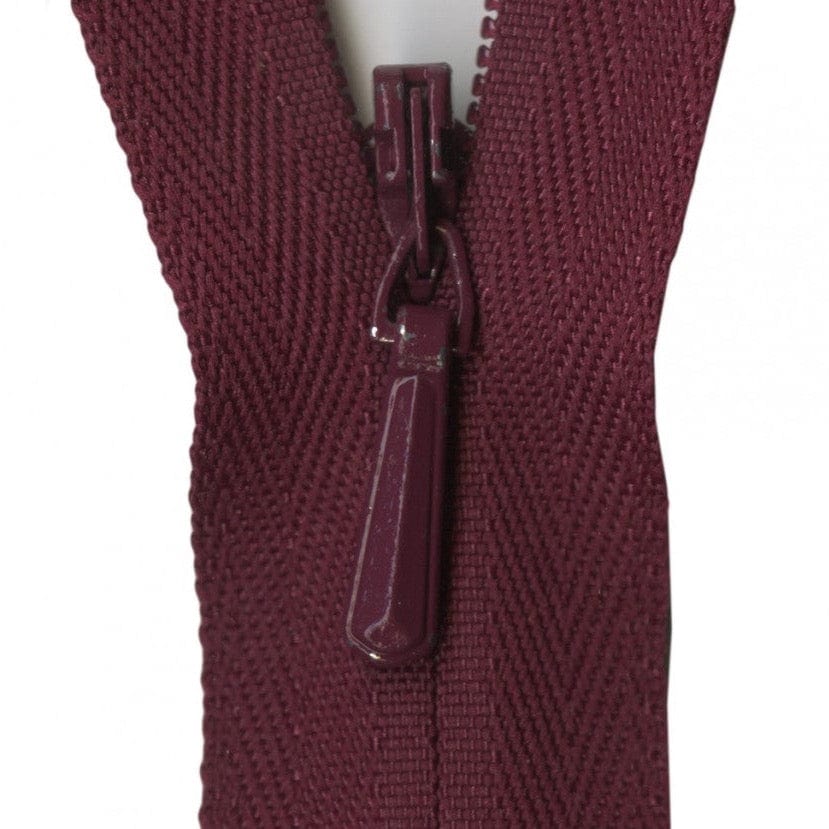 YKK Unique Invisible Zipper in Burgundy