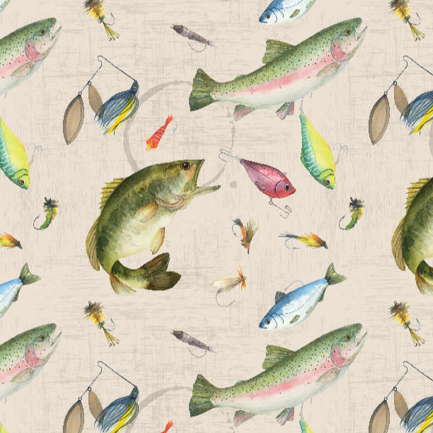 Fish & Lure in Cream - Gone Fishing