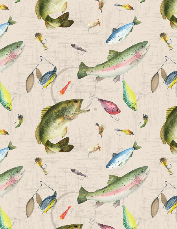 Fish & Lure in Cream - Gone Fishing