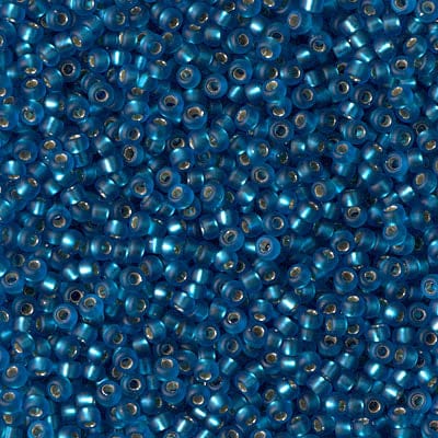 Default 11/0 - Miyuki Seed Beads - Matte Silverlined - Capri Blue - 11-25F