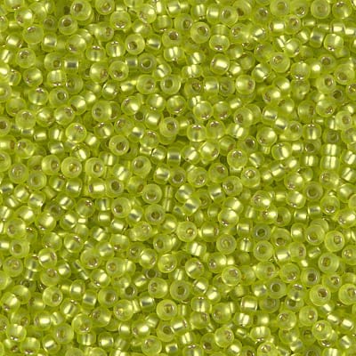 Default 11/0 - Miyuki Seed Beads - Matte Silverlined - Chartreuse - 11-14F