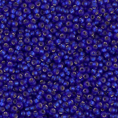 Default 11/0 - Miyuki Seed Beads - Matte Silverlined - Cobalt - 11-20F