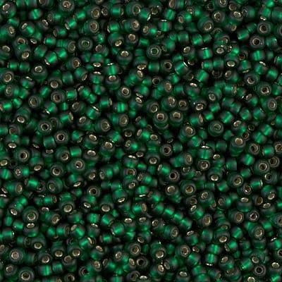Default 11/0 - Miyuki Seed Beads - Matte Silverlined - Dark Emerald - 11-27F