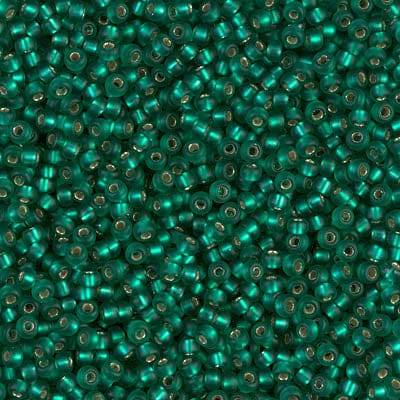 Default 11/0 - Miyuki Seed Beads - Matte Silverlined - Emerald - 11-17F