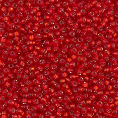 Default 11/0 - Miyuki Seed Beads - Matte Silverlined - Flame Red - 11-10F