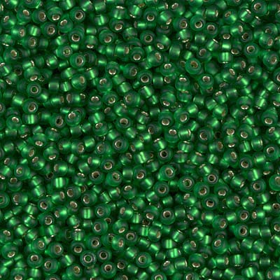 Default 11/0 - Miyuki Seed Beads - Matte Silverlined - Green - 11-16F