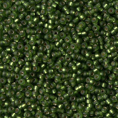 Default 11/0 - Miyuki Seed Beads - Matte Silverlined - Olive - 11-26F