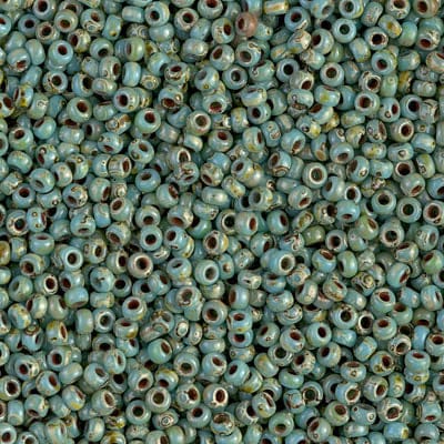 Default 11/0 - Miyuki Seed Beads - Opaque - Turquoise Blue Picasso - 11-4514