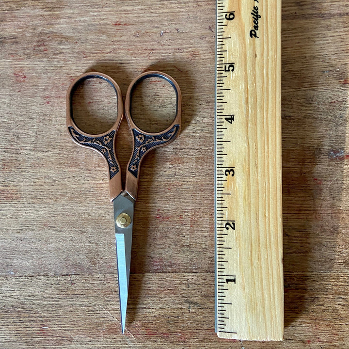 Default 5" Floral Embossed Embroidery Scissors Red Copper