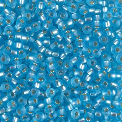 Default 8/0 - Miyuki Glass Seed Beads - Matte Silverlined - Aqua - 8-18F