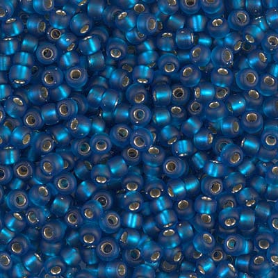 Default 8/0 - Miyuki Glass Seed Beads - Matte Silverlined - Capri Blue - 8-25