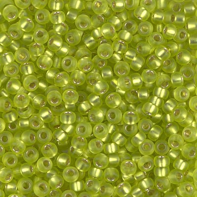 Default 8/0 - Miyuki Glass Seed Beads - Matte Silverlined - Chartreuse - 8-14F