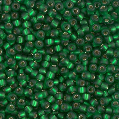 Green 8/0 - Miyuki Glass Seed Beads - Matte Silverlined - Green - 8-16F