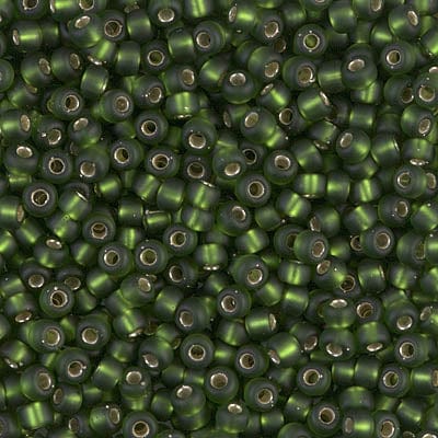 Default 8/0 - Miyuki Glass Seed Beads - Matte Silverlined - Olive - 8-26F