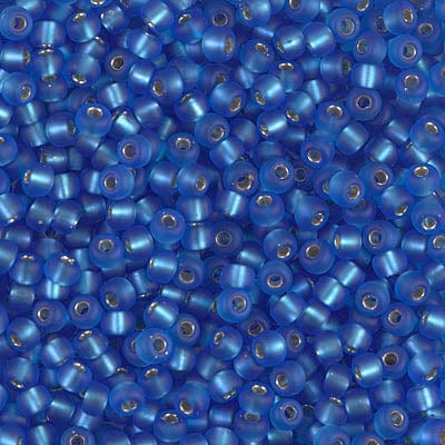 Default 8/0 - Miyuki Glass Seed Beads - Matte Silverlined - Sapphire - 8-19F