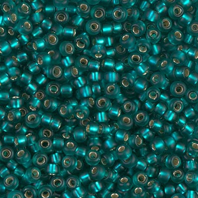 Default 8/0 - Miyuki Glass Seed Beads - Matte Silverlined - Teal - 8-2425F