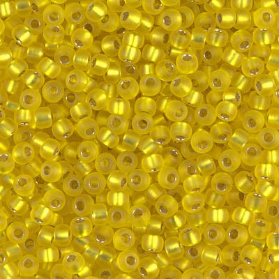 Default 8/0 - Miyuki Glass Seed Beads - Matte Silverlined - Yellow - 8-6F