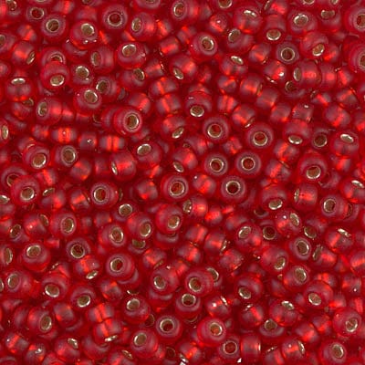 Default 8/0 - Miyuki Seed Beads - Matte Silverlined - Flame Red - 8-10F