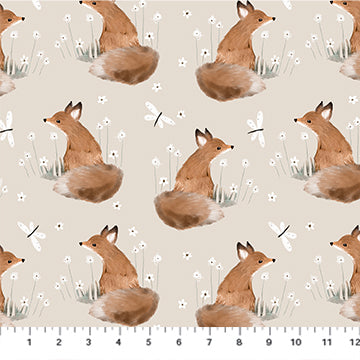 Foxes & Butterflies on Taupe - Charmwood - FIGO