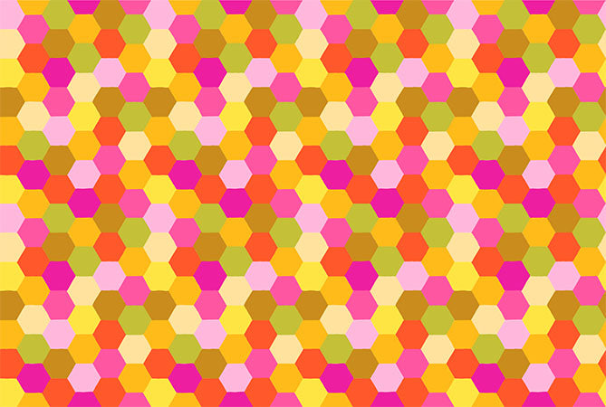 Hexagons in Citrus - Piecework - Anna Marie Textiles