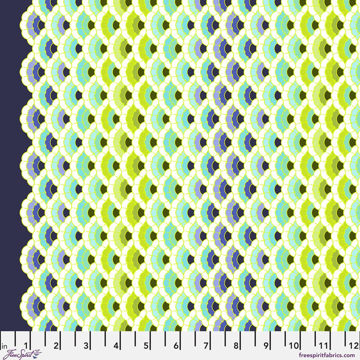 Default Aquatic Lace in Marine - Floral Reef - Tula Pink