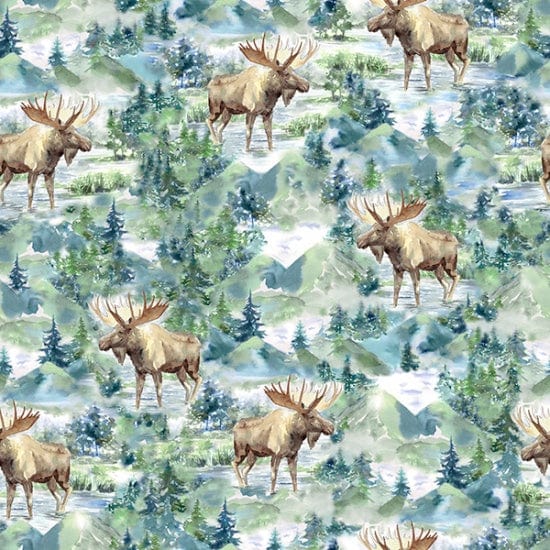 Aspen Moose - Cabin in the Woods - Hoffman Fabrics