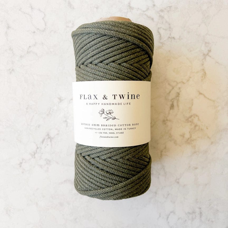 Default Astrid Braided Cotton Rope in Olive - Flax & Twine