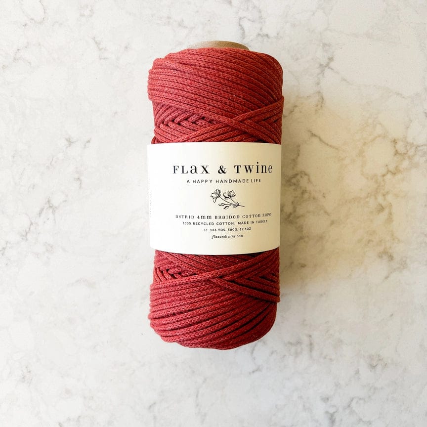 Default Astrid Braided Cotton Rope in Rose - Flax & Twine