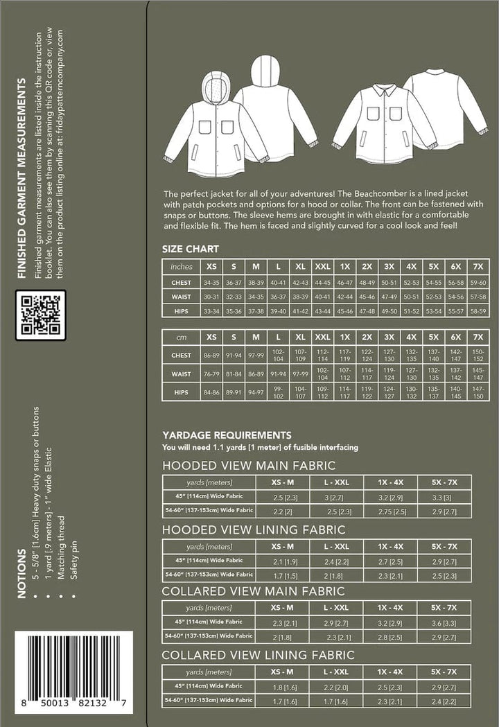 Default Beachcomber Jacket - Friday Pattern Co. Pattern - Sizes XS-7X