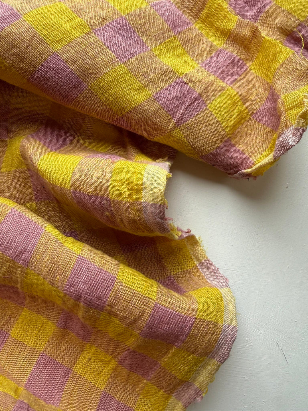 Default Beltane - Sunrise Gingham - 100% Linen Yarn Dyed