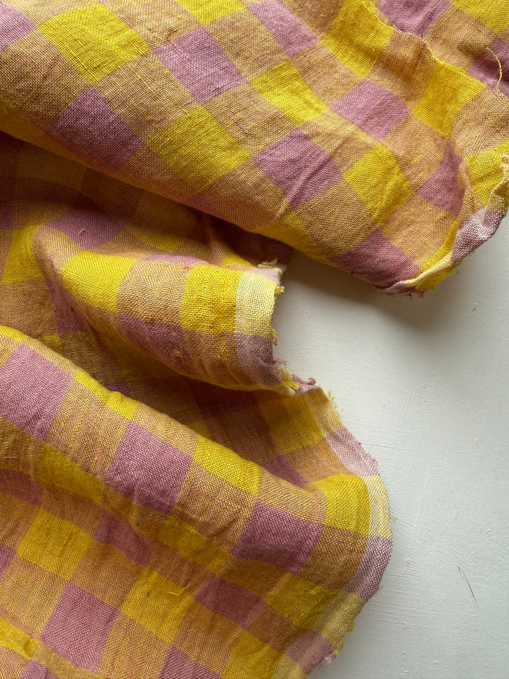 Default Beltane - Sunrise Gingham - 100% Linen Yarn Dyed
