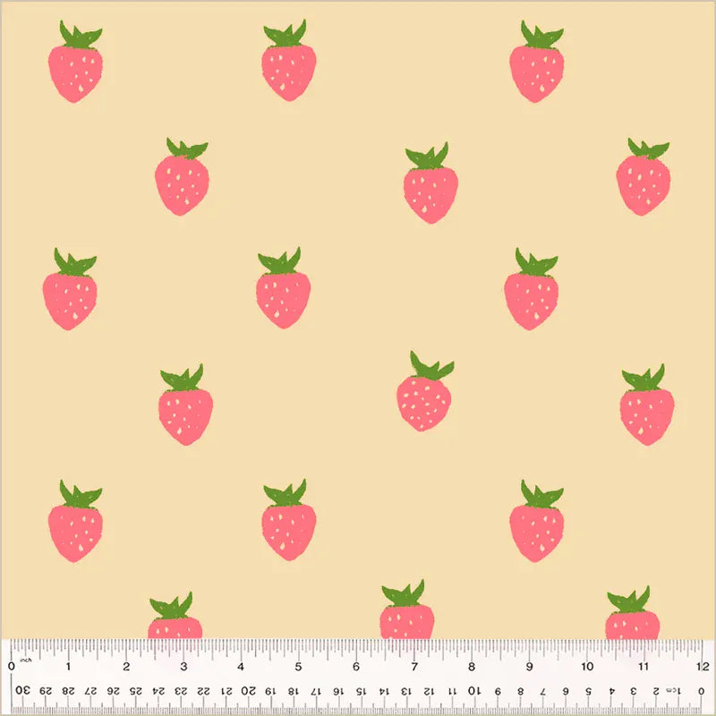 Default Berry in Ecru - WIDEBACK - Meadows - Heather Ross