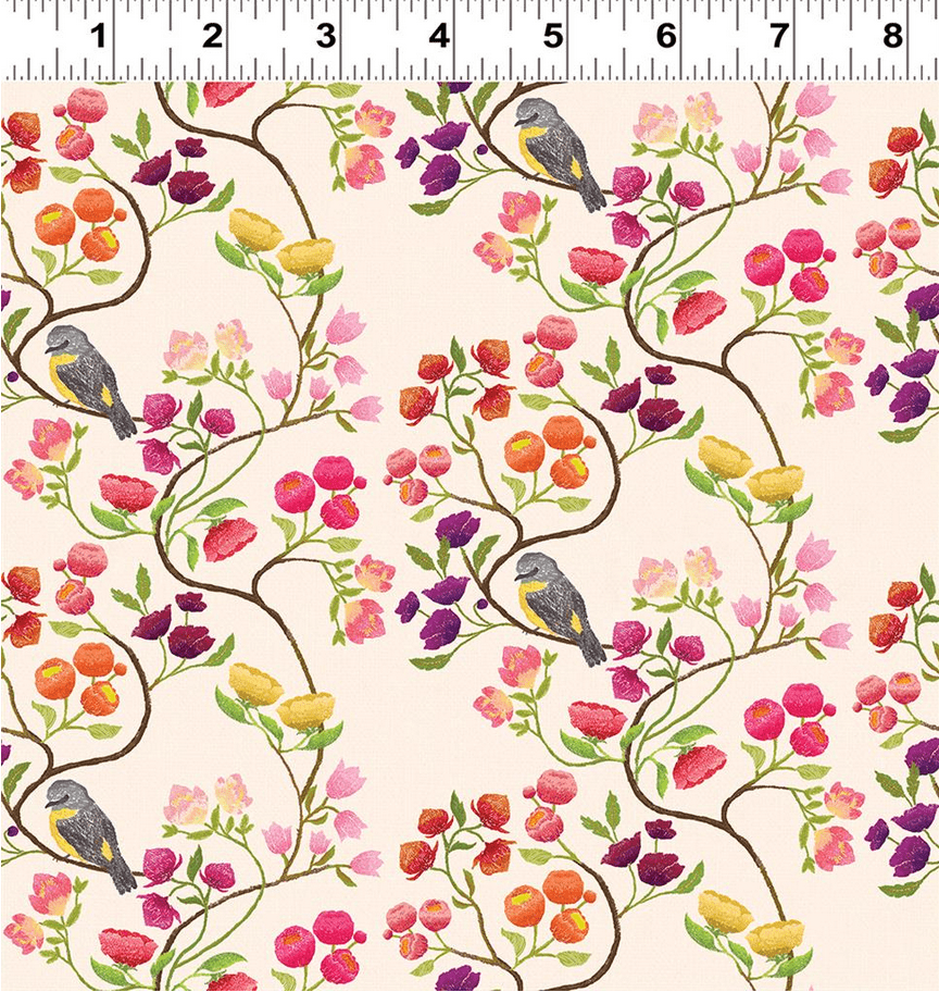 Default Bird Vine in Cream - Rainbow Dreams