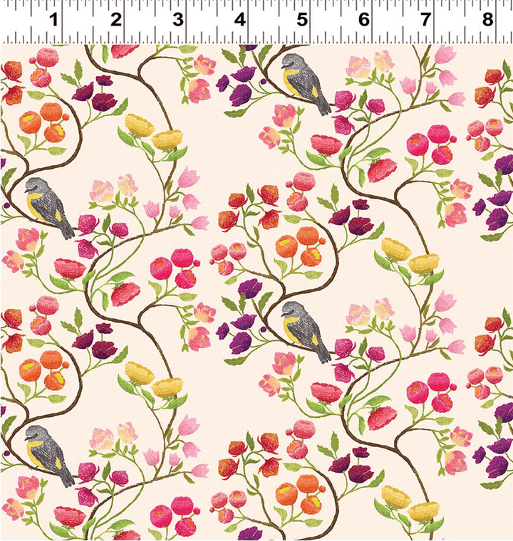 Default Bird Vine in Cream - Rainbow Dreams