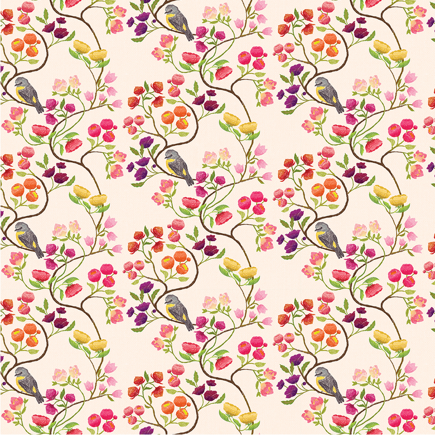 Default Bird Vine in Cream - Rainbow Dreams
