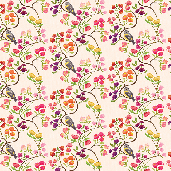 Default Bird Vine in Cream - Rainbow Dreams