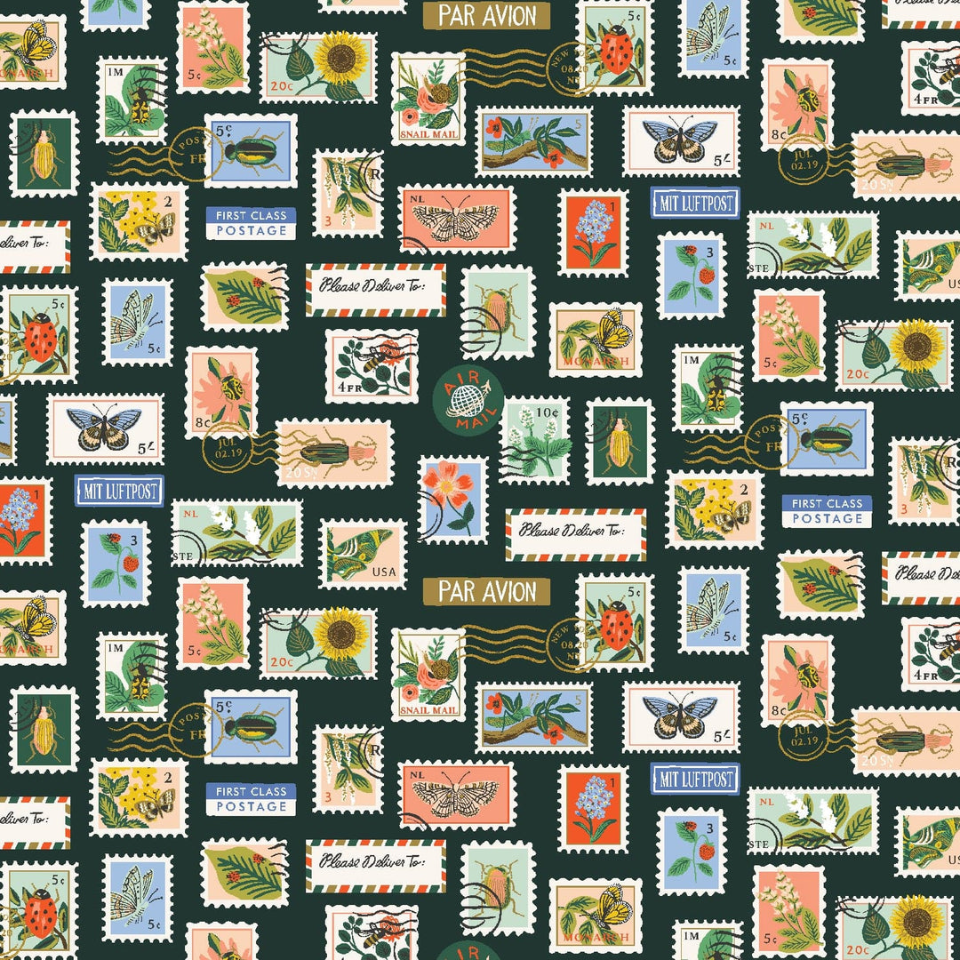 Default Botanical Postage Stamps in Hunter Metallic - Curio - Rifle Paper Co.