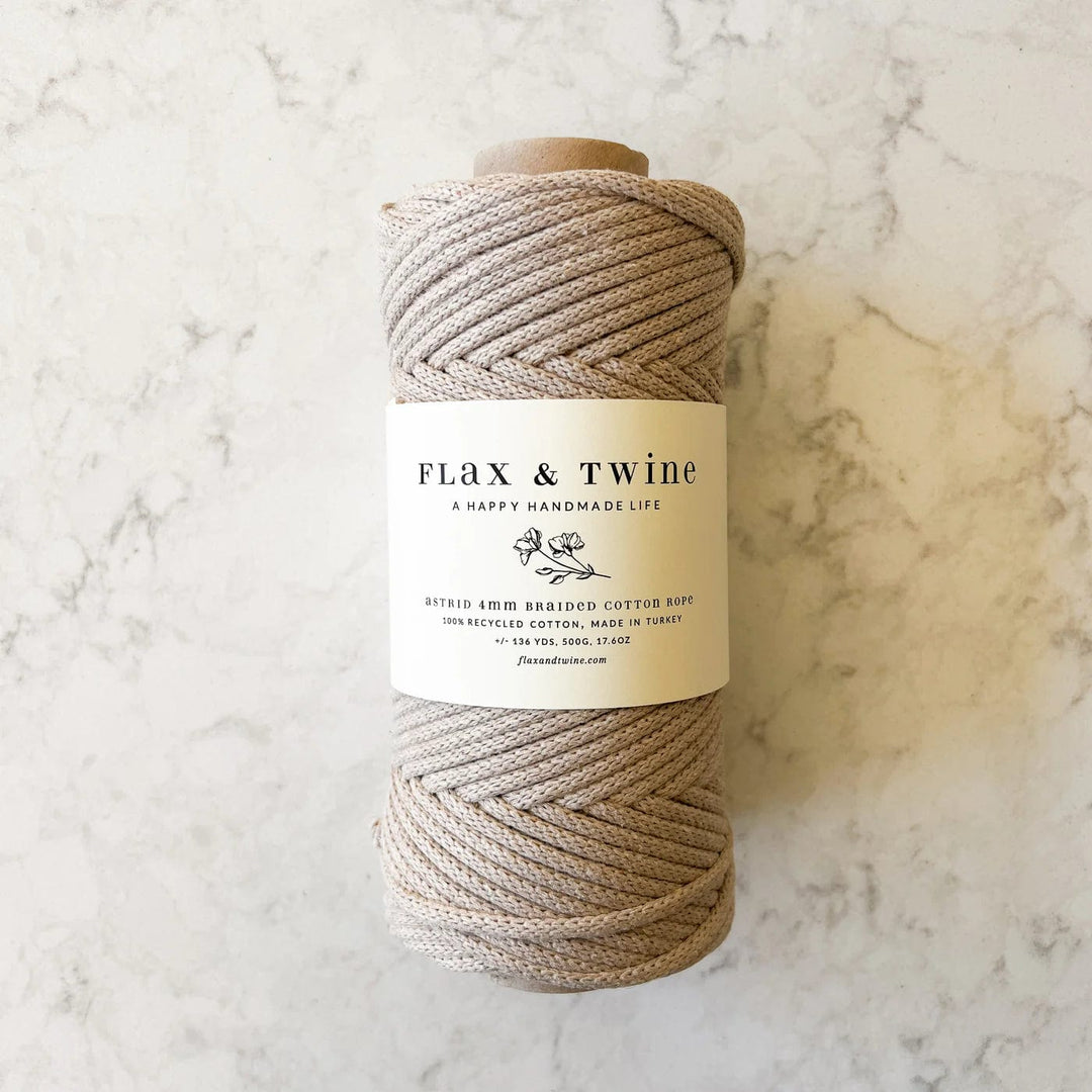 Default Braided Cotton Rope in MUSHROOM - 4 mm - Flax & Twine