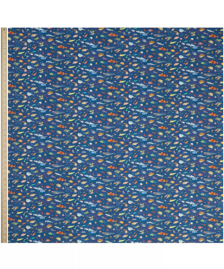 Default Brian's Aquarium in Dark Blue - Organic Liberty Tana Lawn Yardage