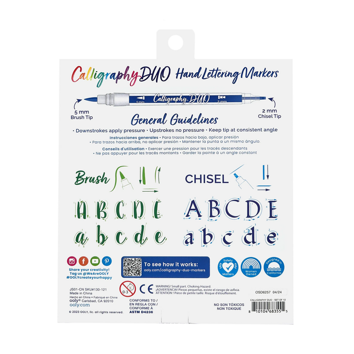 Default Calligraphy Duo Double-Ended Markers - 12 pack - by Ooly