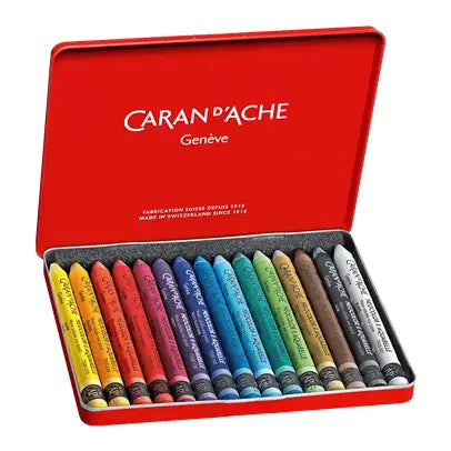 Default Caran d'Ache Neocolor II Pastels - Set of 15 Water-Soluble Pastels in a Metal Box