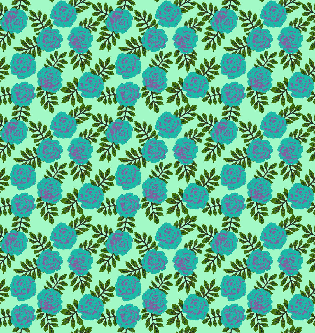 Default Carnation in Aqua - Yesterday - Anna Maria Textiles