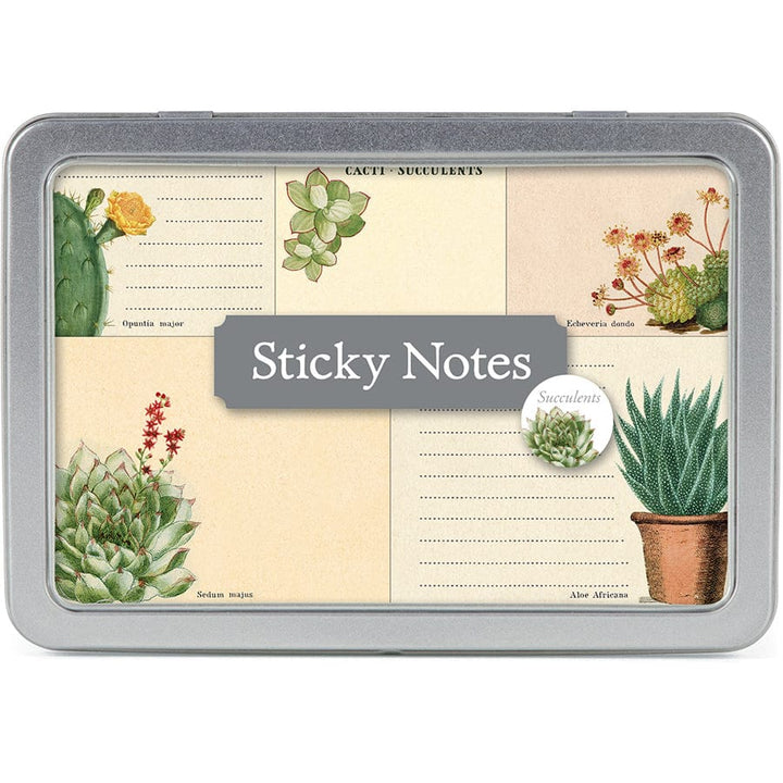 Default Cavallini & Co Sticky Notes in a Tin - Cacti & Succulents