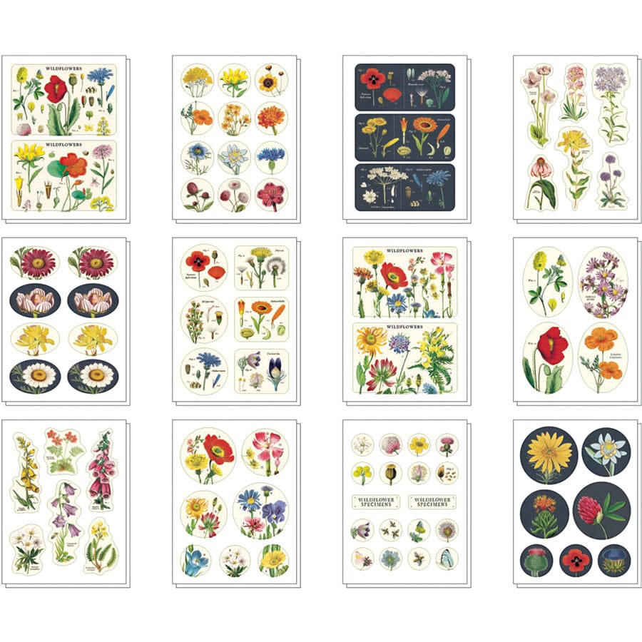 Default Cavallini Sticker Tin Set, Wildflowers